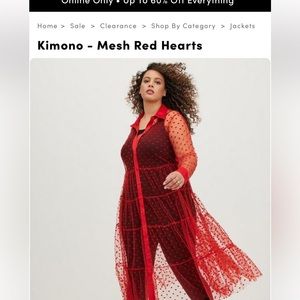 Torrid Red Hearts Kimono